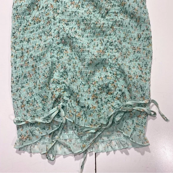 Roll’n Deep Clothing Company BlueishGreen Smocked  Ballon Sleeves Floral Dress L - Picture 7 of 13